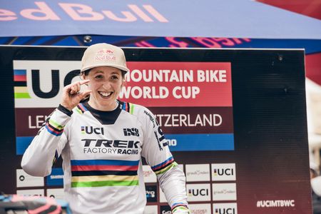 Rachel Atherton made it 11 straight World Cup wins in Lenzerheide