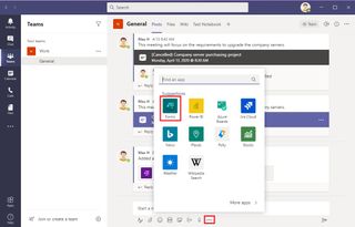 Microsoft Teams Messaging extensions button