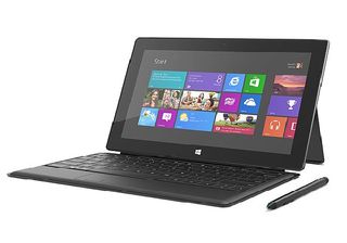 A Microsoft Surface Pro in black on a white background