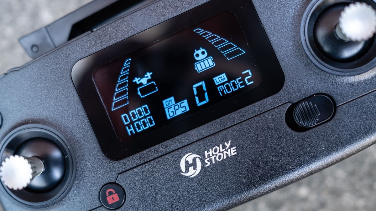 Holy Stone HS720G Drone_Controller LED screen close up