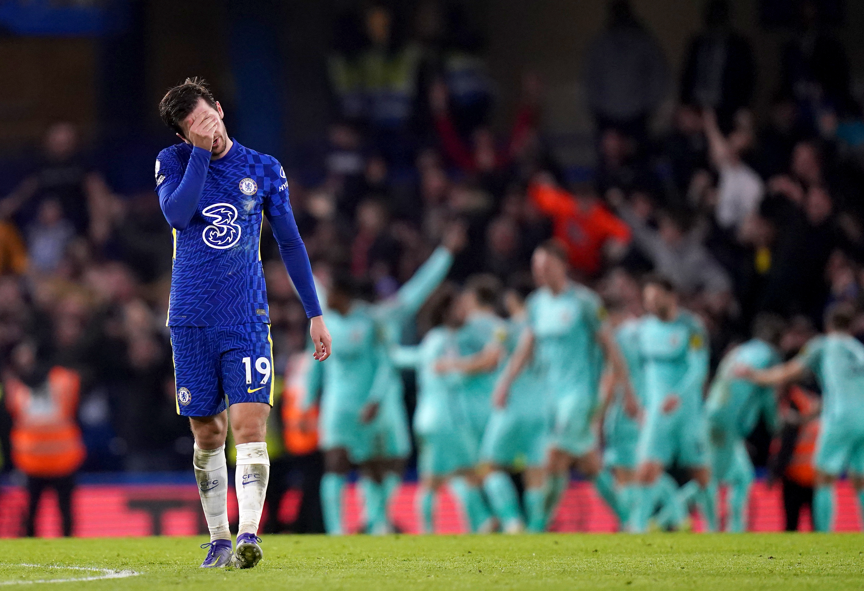 Mason Mount appears dejected after Brighton's equaliser