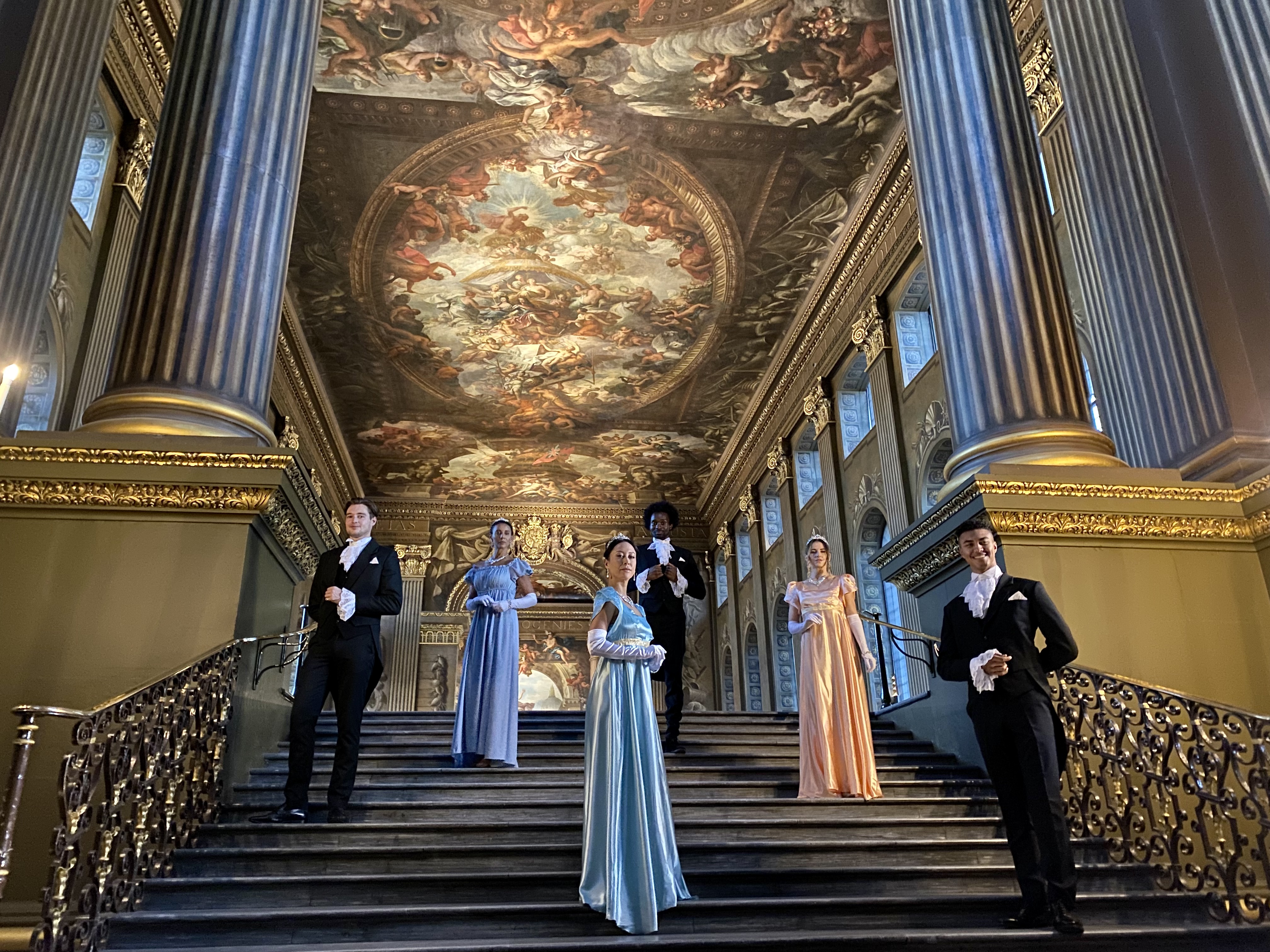 People in period dress in the Old Royal Naval College