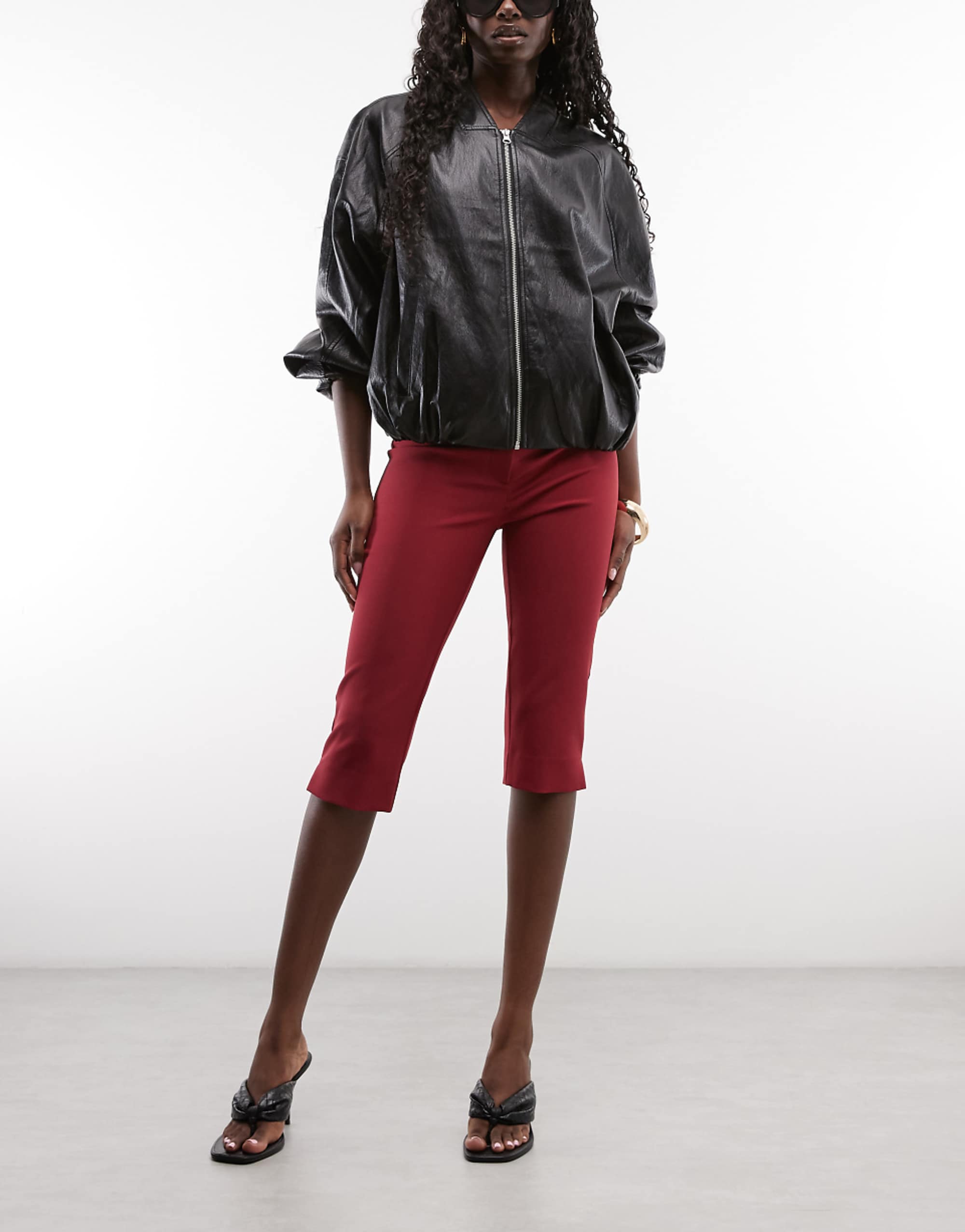 Asos Design Low Rise Tailored Capri Trousers in Red