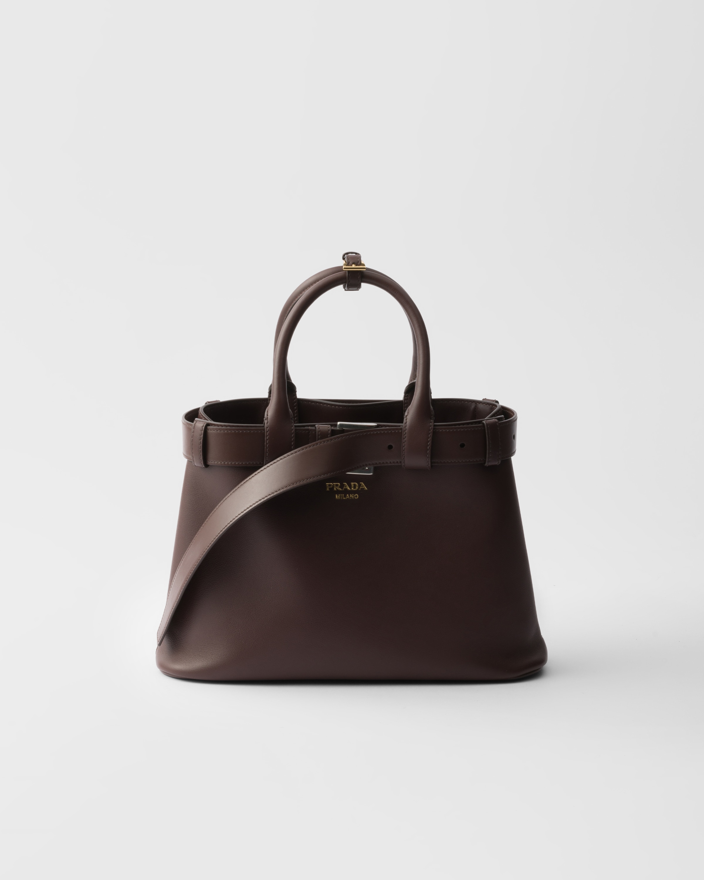 Prada Buckle Small Leather Handbag With Belt