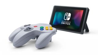 A Nintendo Switch screen next to a N64 controller