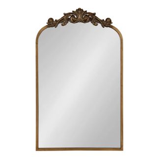 Brass/gold wall mirror with ornate floral crown