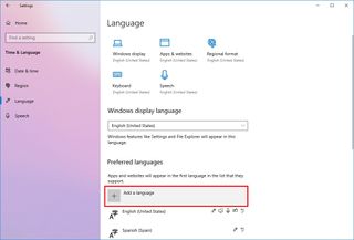 Windows 10 add new language option