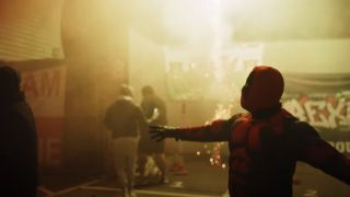Fan in Deadpool costume on Welcome to Wrexham