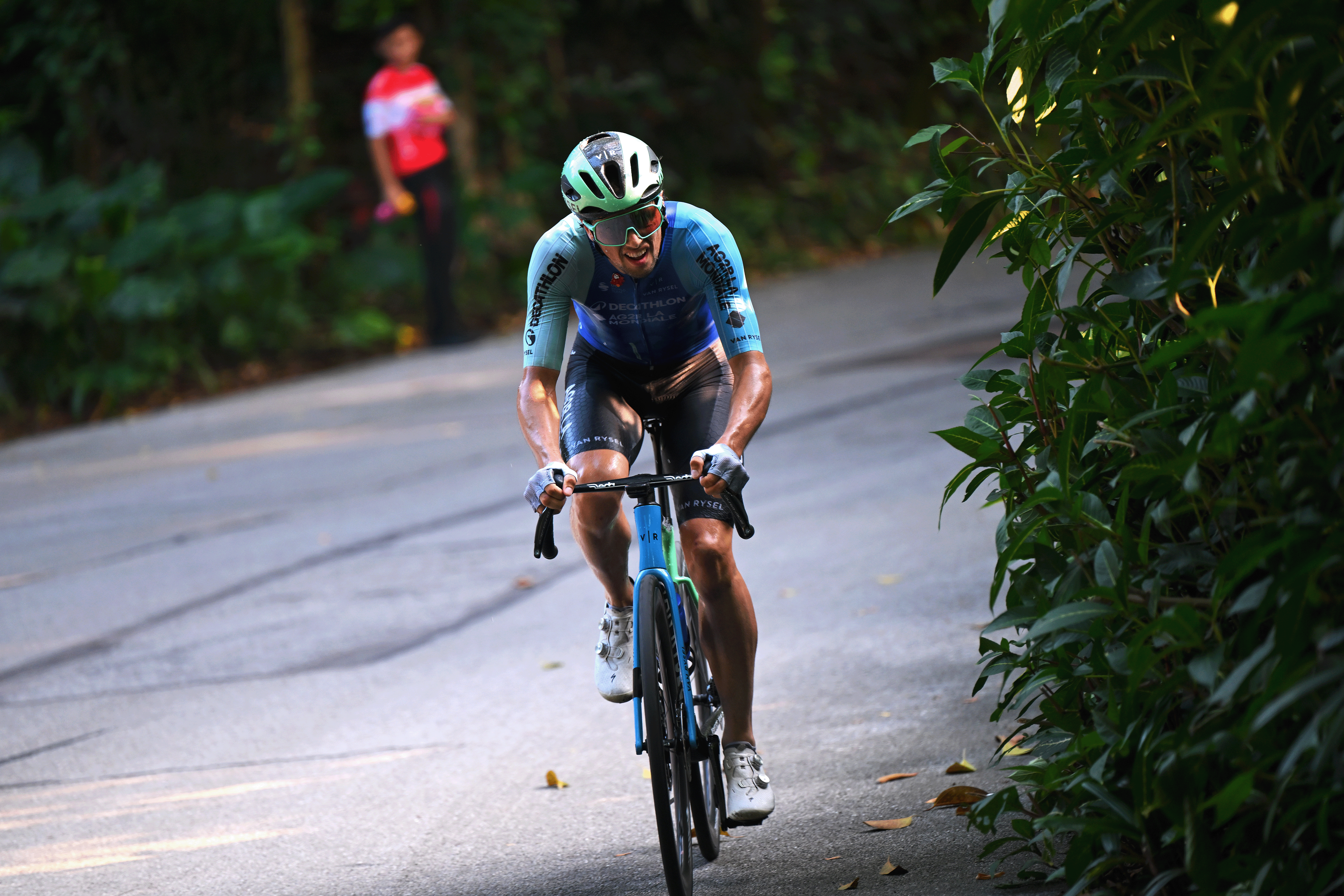 NANNING, CHINA - OCTOBER 19: Victor Lafay of France and Team Decathlon AG2R La Mondiale competes in the breakaway during the 6th Gree-Tour Of Guangxi 2025, Stage 6 a 134.3km stage from Nanning to Nanning / #UCIWT / on October 19, 2025 in Nanning, China. (Photo by Tim de Waele/Getty Images)