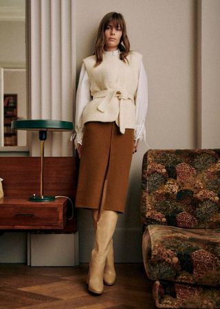 Eloane Skirt - Cinnamon - Wool - Sézane