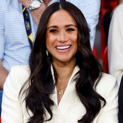 Meghan, Duchess of Sussex watches the sitting volley ball competition on day 2 of the Invictus Games 2020 at Zuiderpark on April 17, 2022 in The Hague, Netherlands.