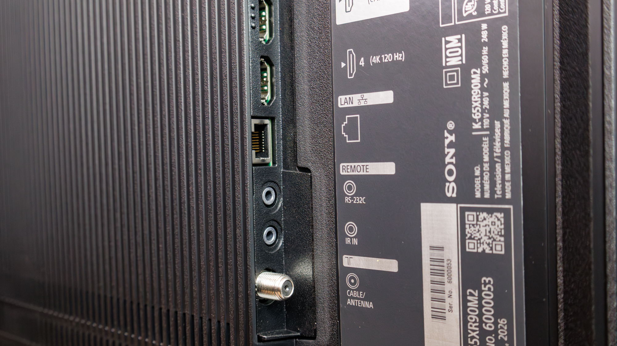 The ports on a Sony Bravia 9 II TV
