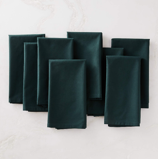 Poplin Dark Green Cloth Napkins, Set of 8