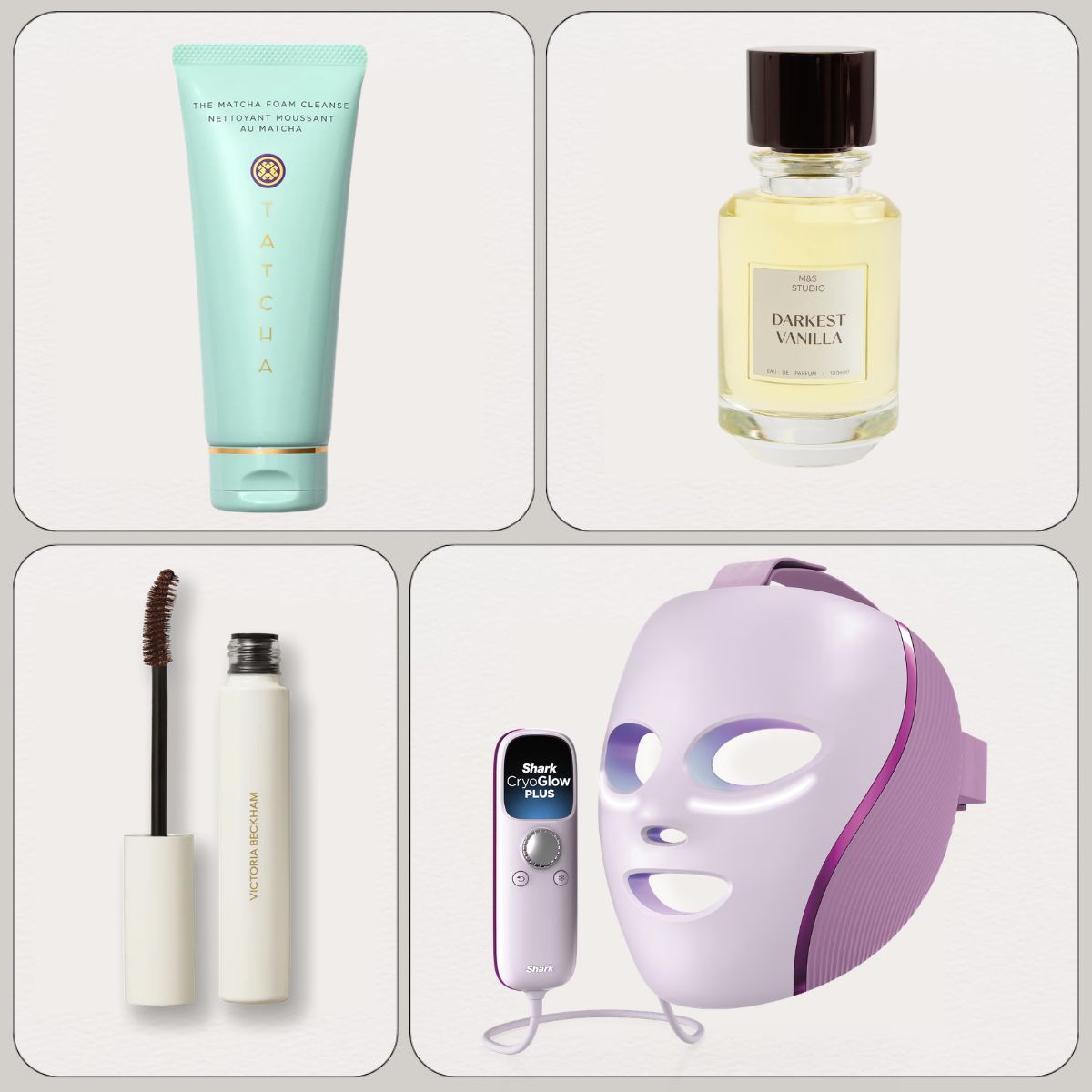 Graphic of some of the best new beauty products of the month