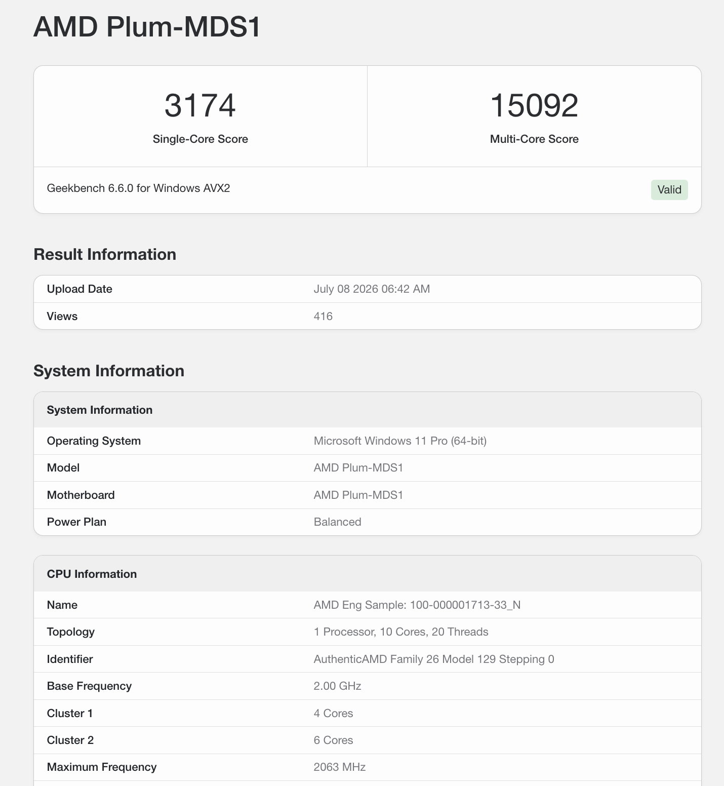 AMD Medusa Point 10-core SKU on Geekbench