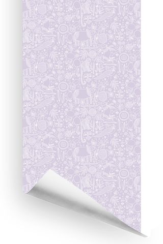 lilac patterned wallpaper with animals 