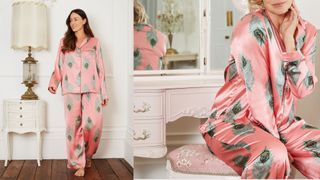 Their Nibs Warm Pink Peacock Print Pajamas
