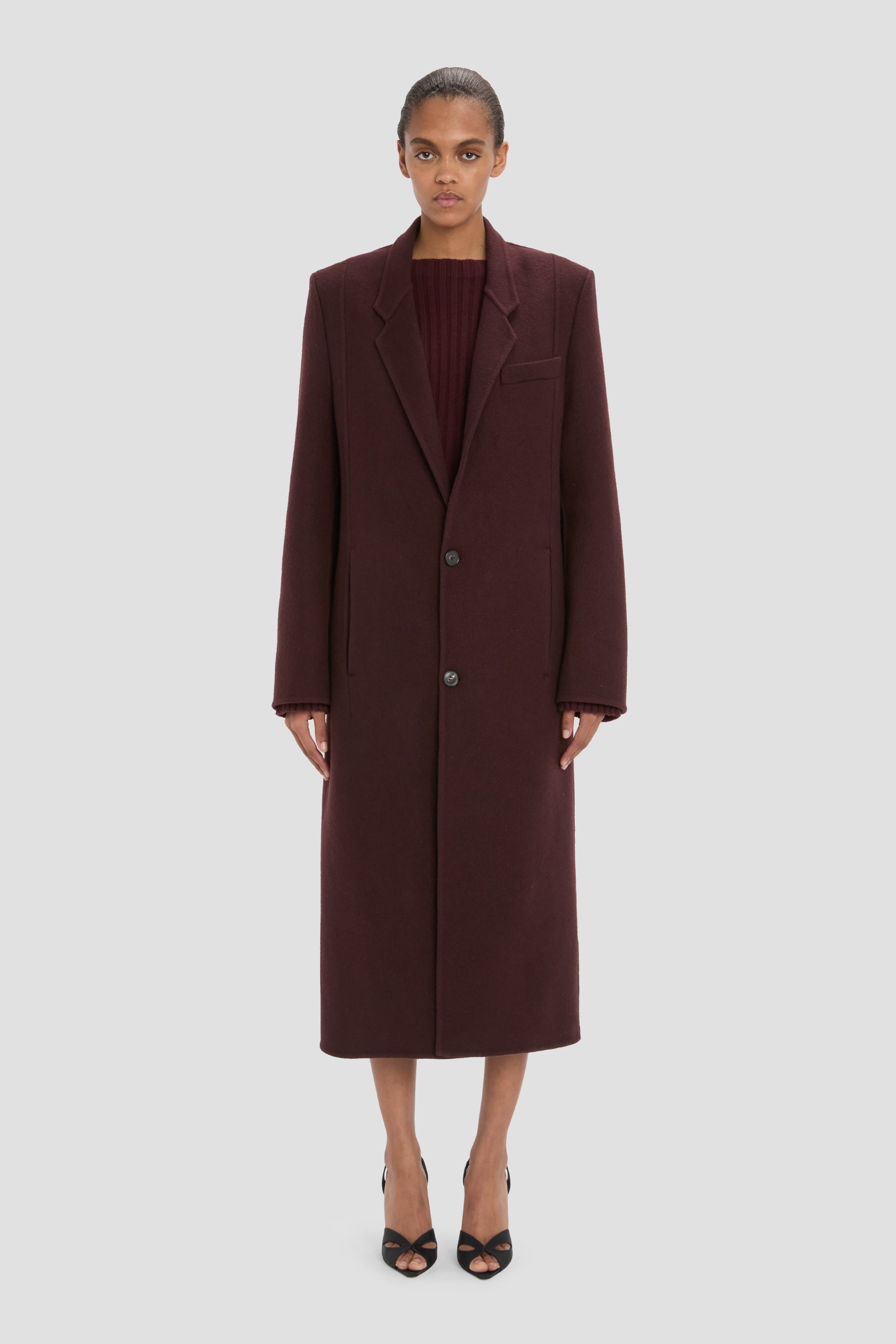 Tailored Coat in Dark Burgundy