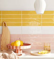 kitchen with regrout tiles and wooden chopping board
