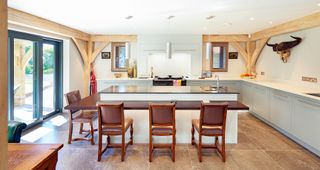 oak frame in kitchen