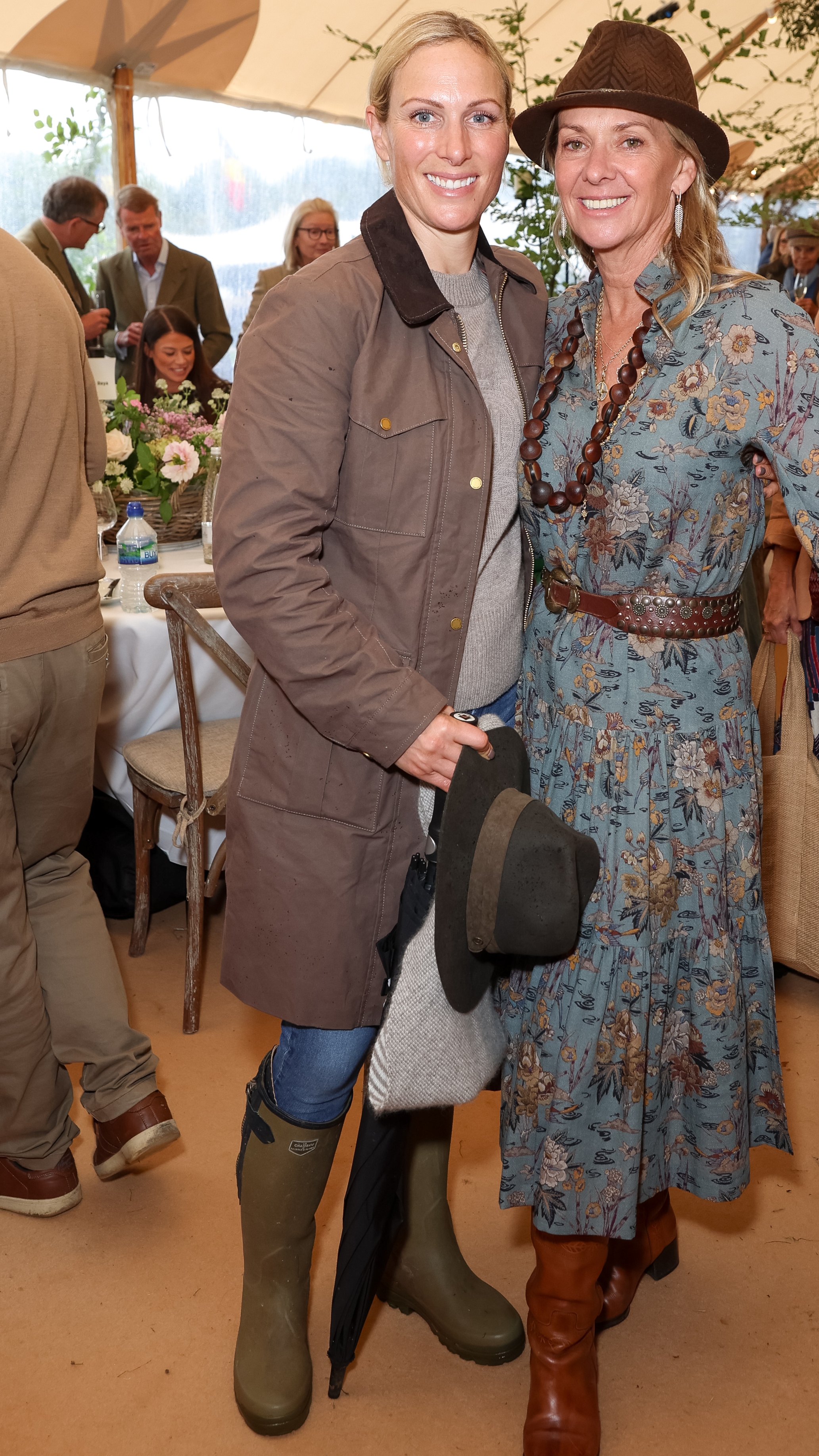 Zara Tindall and Fiona Howden attend Cornbury House Horse Trials at Cornbury Park on September 12, 2025 in Charlbury