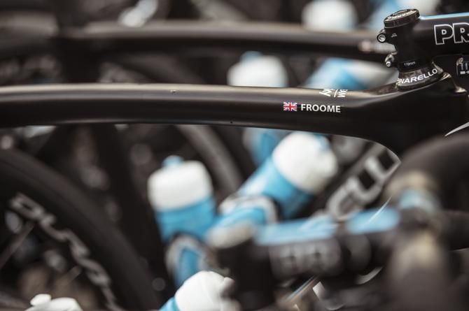 Chris Froome's Pinarello Dogman stands out