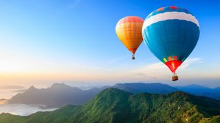 Hot air balloons at sunset