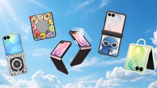 Selection of Samsung Flip8 Cases floating against a cloudy sky