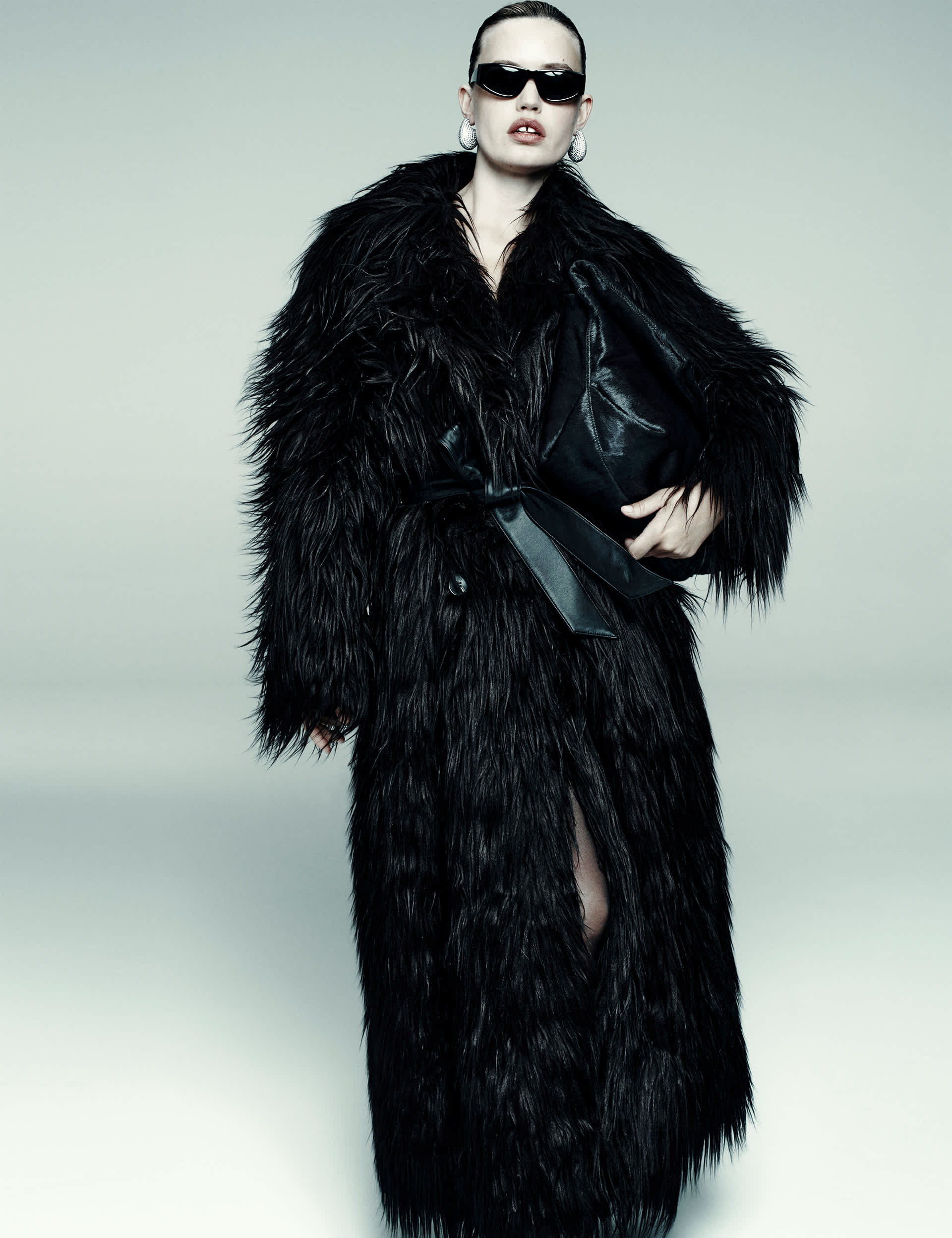 Faux Fur Collared Longline Trench Coat