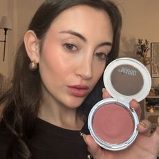 Associate beauty editor Alyssa Brascia wears the Makeup by Mario Soft Pop Cream Blush.