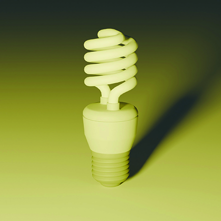 A 3D rendered light bulb