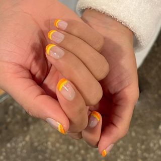 two-toned citrus french manicure