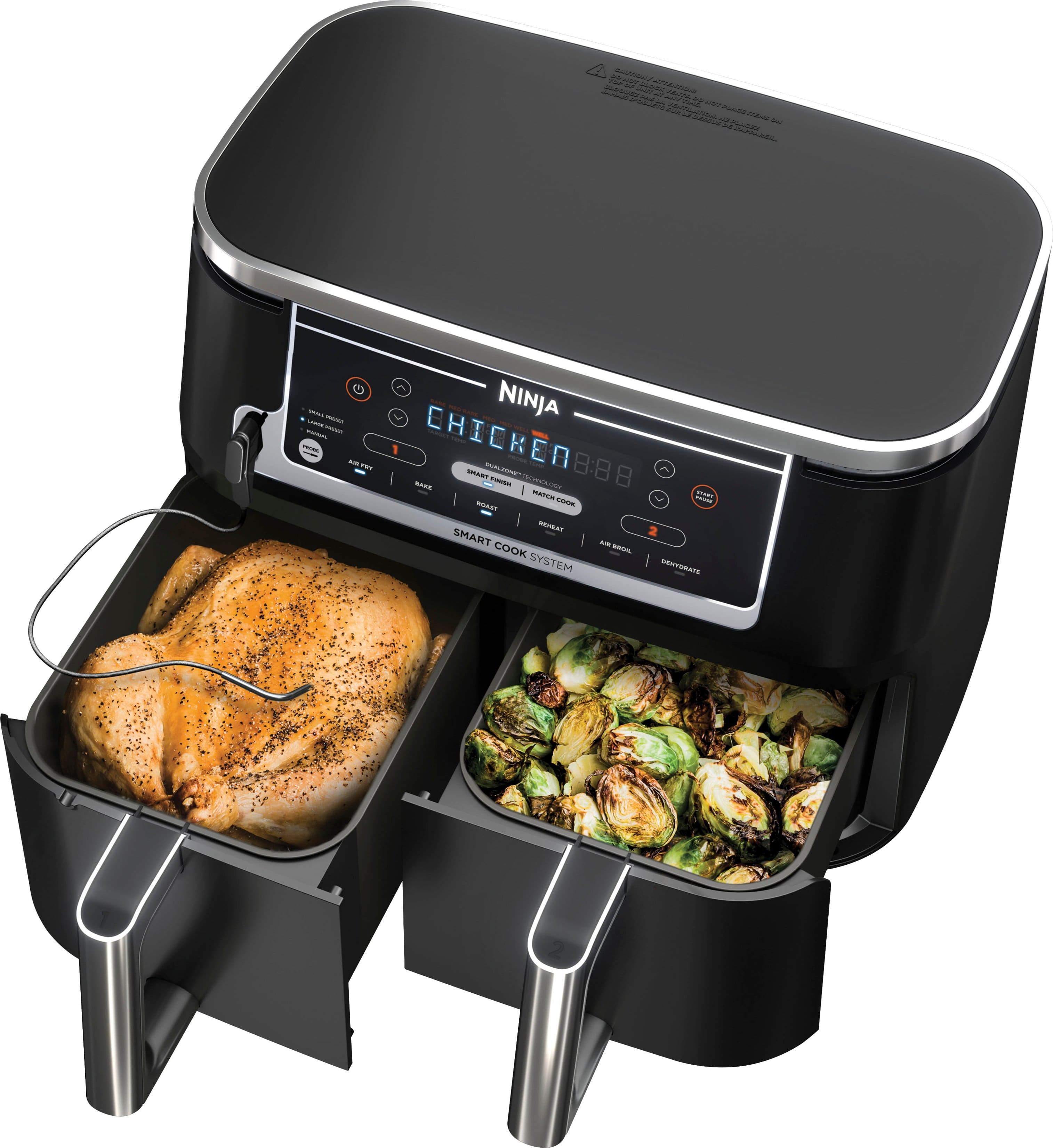 Ninja - Foodi 6-In-1 10-Qt. Xl 2-Basket Air Fryer With Dualzone Technology & Smart Cook System - Black