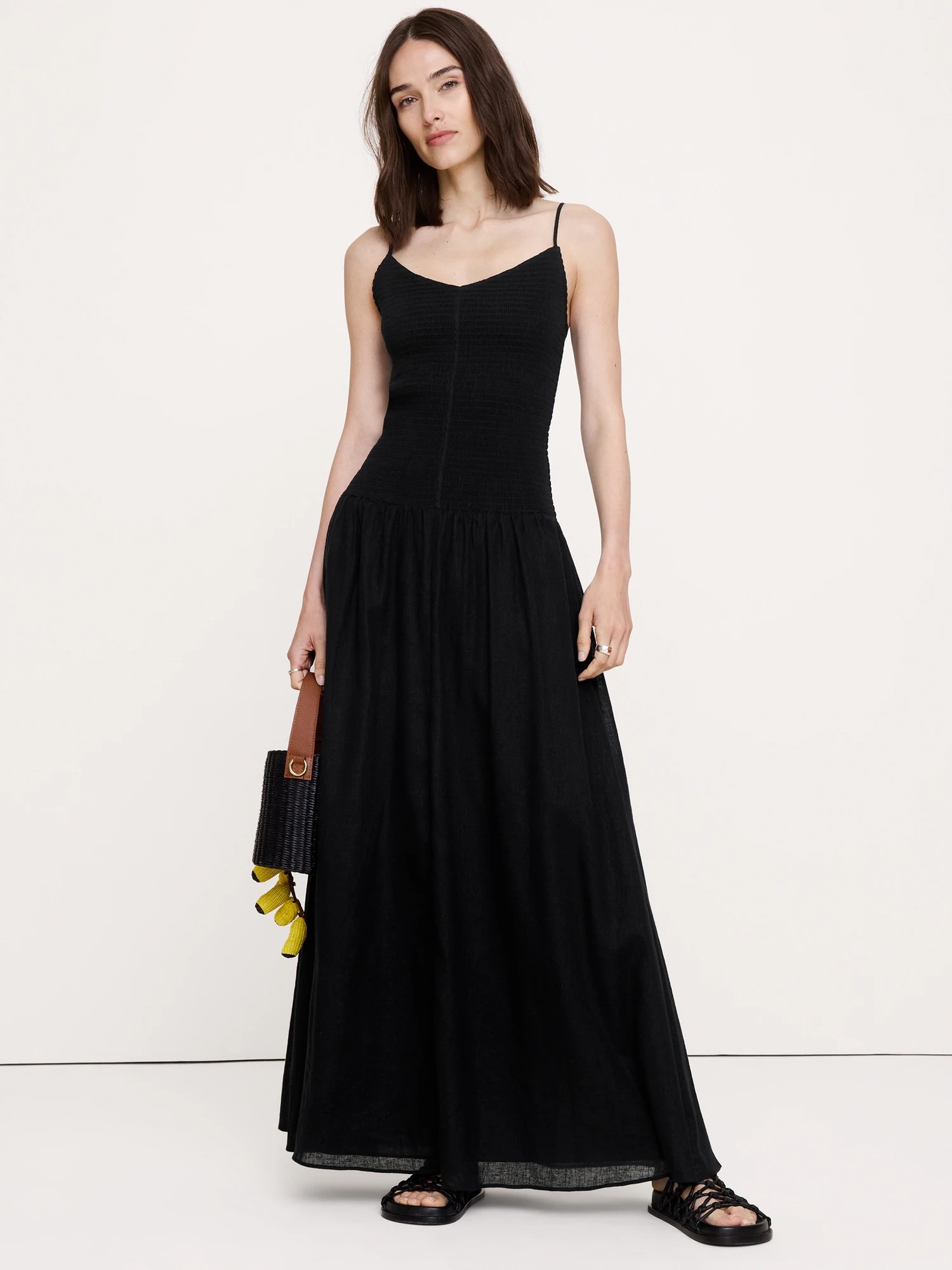 Banana Republic, Linen-Cotton Gauze Smocked Maxi Dress