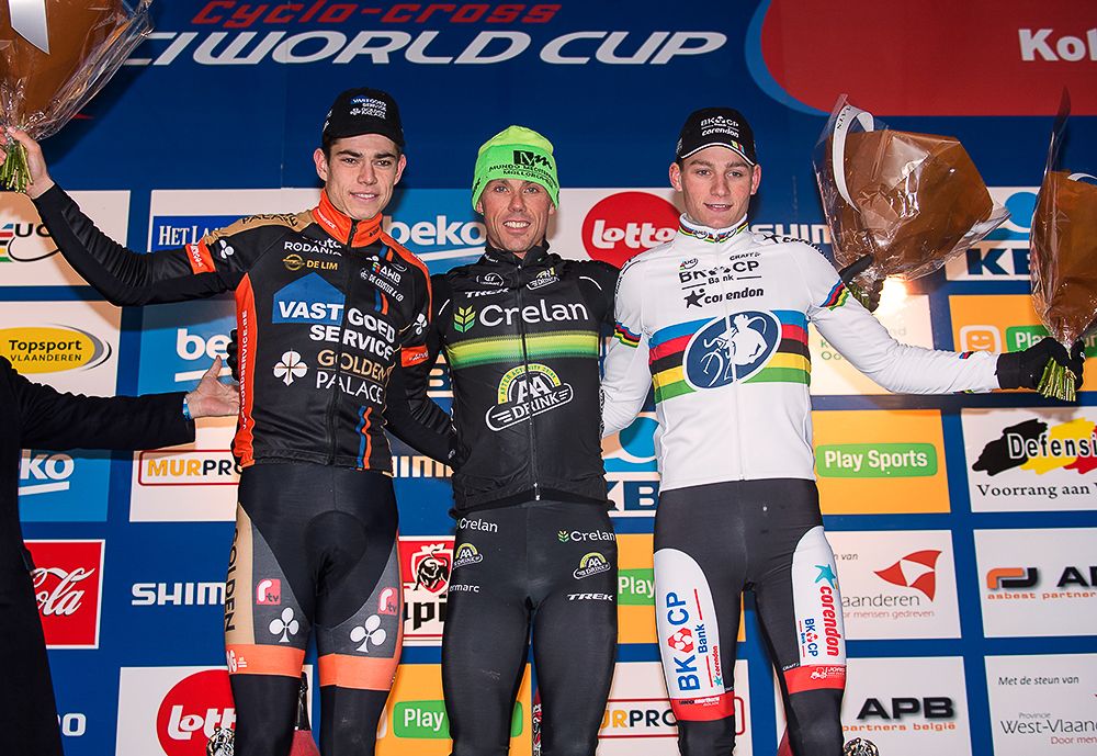 Wout van Aert (Bel), Sven Nys (Bel) and Mathieu van der Poel (Ned)