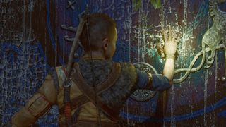 God of War Ragnarok true ending: Atreus places his hand on a door