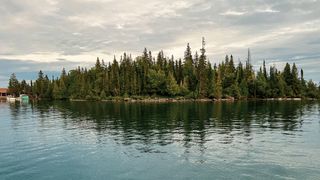 Spectacular Views of Lake Superior and a Small Island from the Coast of Isle Royale National Park