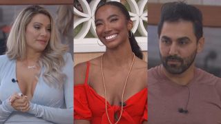 Janelle, Taylor, and Kaysar on Big Brother on CBS
