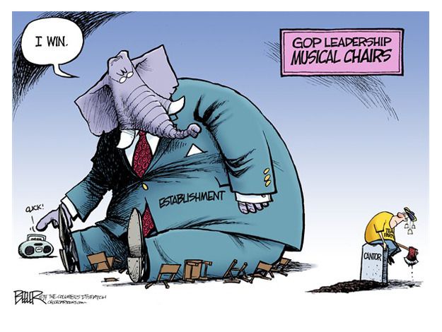 Political cartoon House GOP Cantor Tea Party