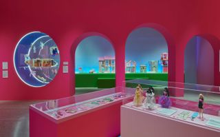 Exhibition view of Barbie at the Design Museum, London