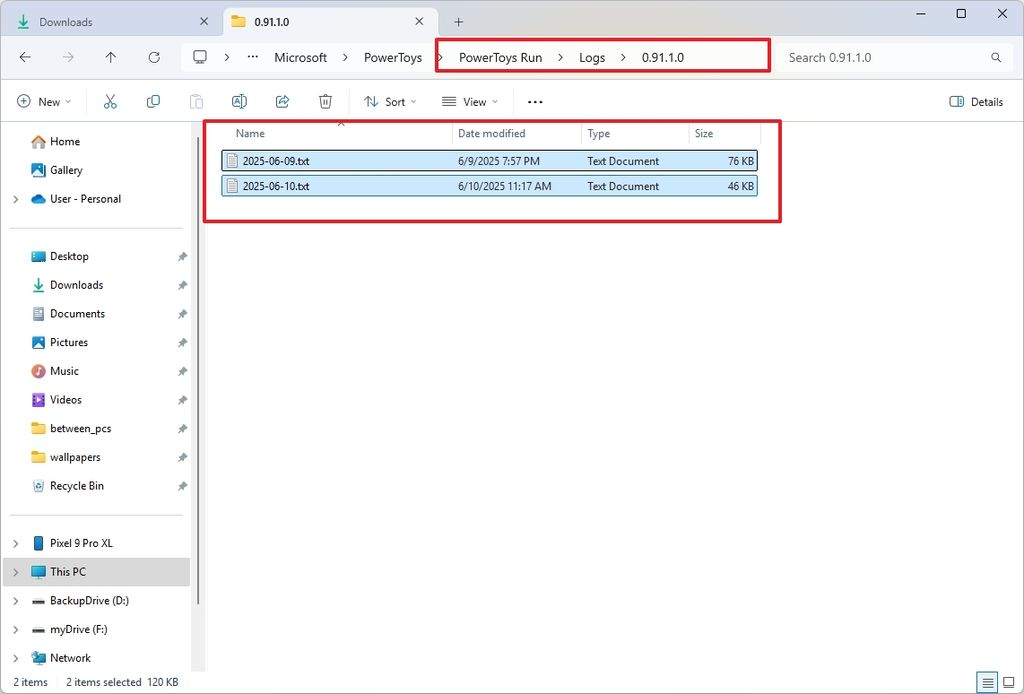 PowerToys logs