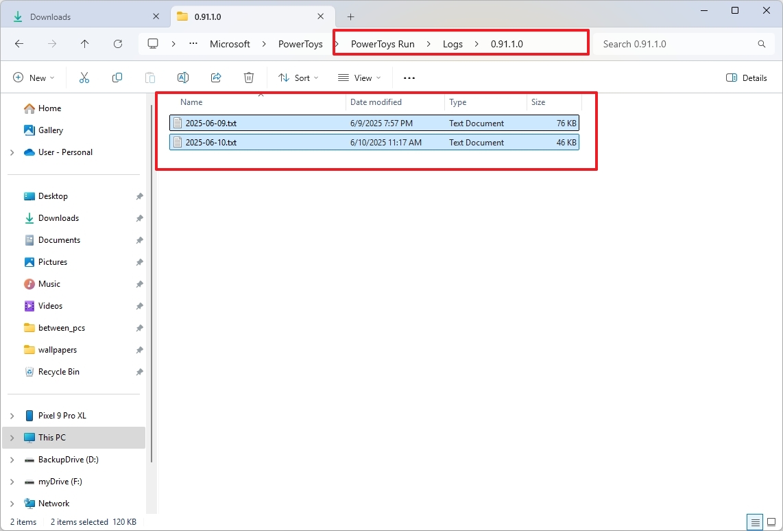 PowerToys logs