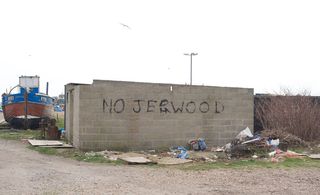 Some locals, especially the fishermen, have daubed the area in anti-Jerwood graffiti