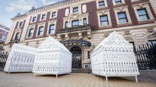 Installation of 'The House That Freedoms Built' by La Vaughn Belle in 'Making Home—Smithsonian Design Triennial' at Cooper Hewitt, Smithsonian Design Museum. Photo: Ann Sunwoo © Smithsonian Institution