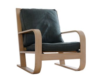 Wooden chair with arms and seat padding