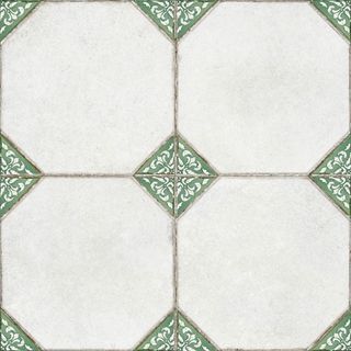 Green and white vintage floor tile cut out