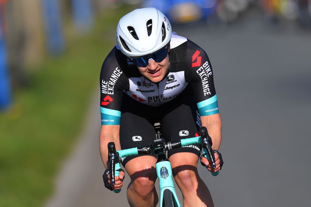 DE PANNE BELGIUM MARCH 25 Grace Brown of Australia and Team BikeExchange during the 4th Oxyclean Brugge De Panne 2021 Women Classic a 1588km race from Brugge to De Panne Breakaway OxycleanClassic UCIWWT on March 25 2021 in De Panne Belgium Photo by Luc ClaessenGetty Images