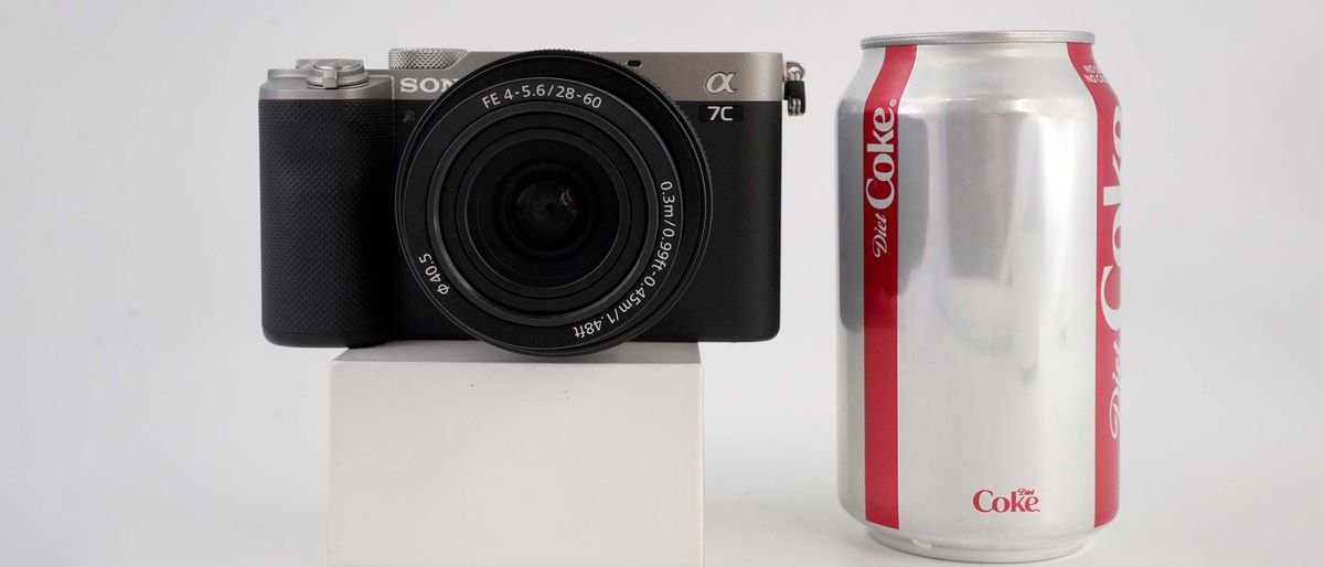 Sony A7C review — Sony A7C next to a Coke can