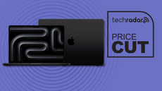 MacBook Pro 14-inch with M3 on purple background with text that says 'Price Cut'