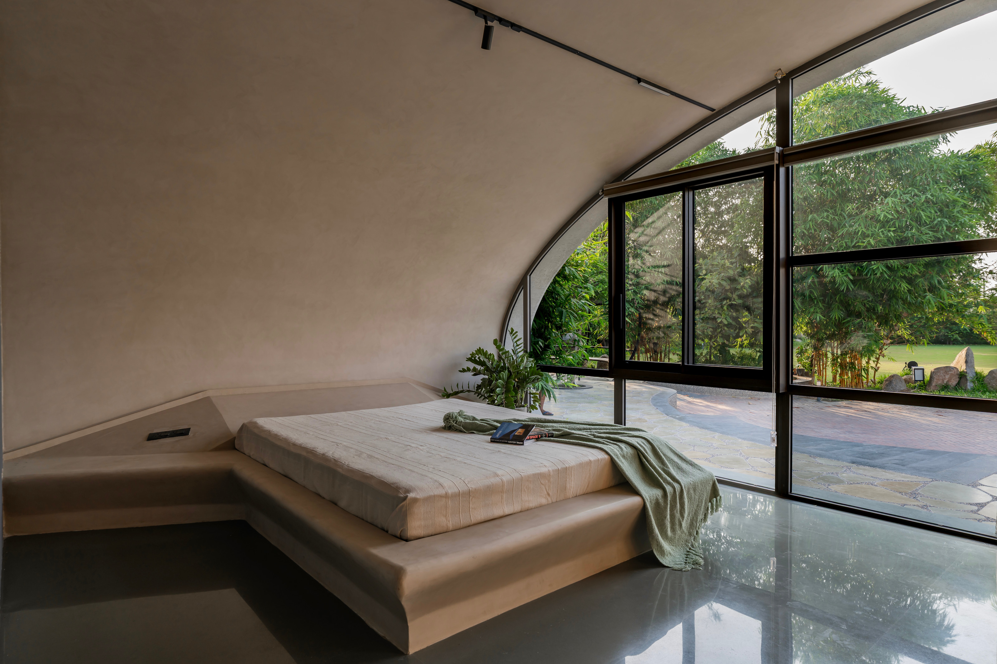 Beds and benches are also formed from concrete